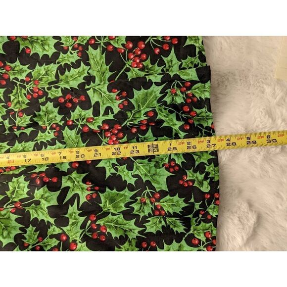 Hell Bunny Christmas Belted Skirt Holly Leaf And Berries Cotton Pleated Pockets‎ - Picture 7 of 8